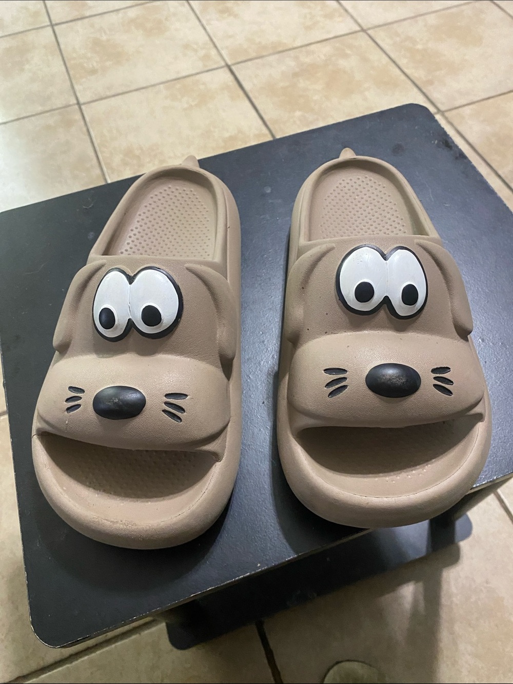 wonder nation Beige Dog Face Slide Sandals for Kids
